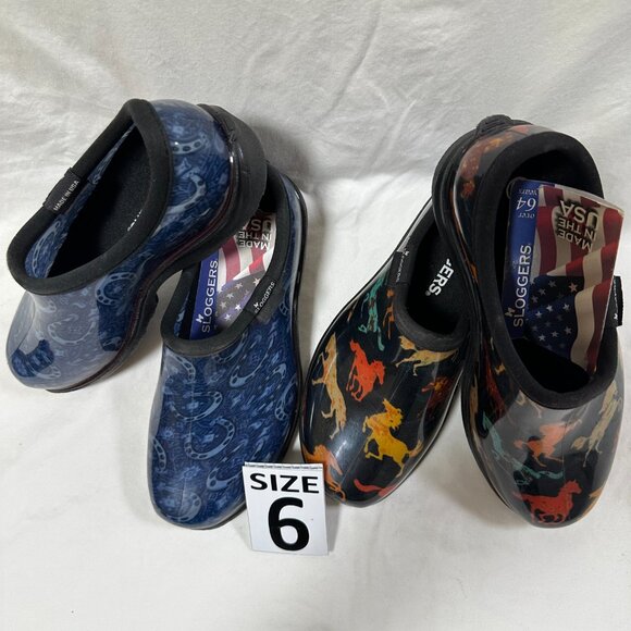 Two for One Price! Sloggers Waterproof Rain Shoes, Blue Horseshoe & Horses Black - Picture 3 of 4